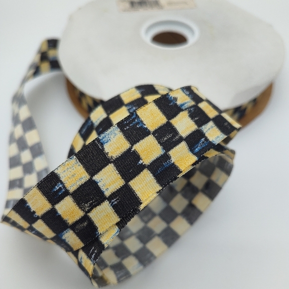 MacKenzie-Childs Other - MACKENZIE CHILDS Courtly Check Ribbon 1in 10yd Retired Taffeta Trim